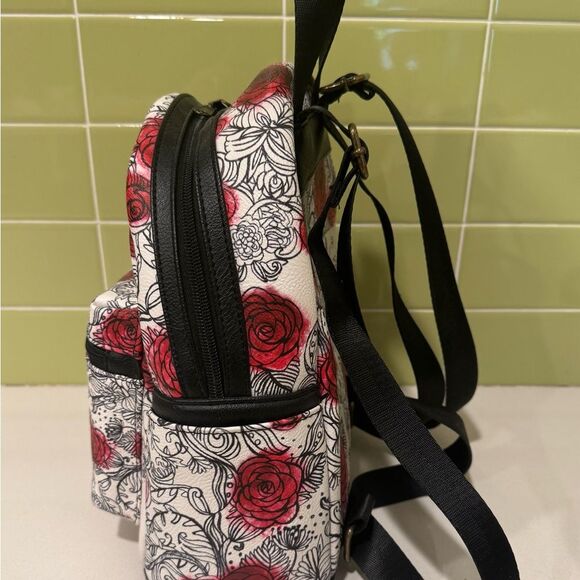 Loungefly Disney Beauty And The Beast‎ Falling Roses Mini Backpack RARE FIND!! Loungefly Disney Beauty And The Beast Couple Rose Mini  main image 2